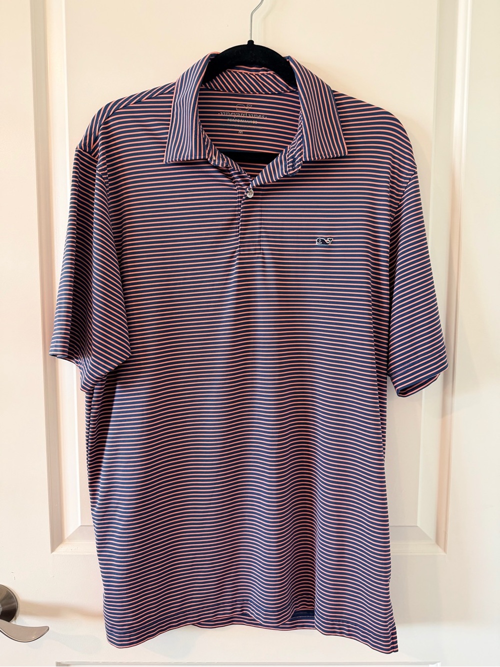 Vineyard Vines Men’s Performance Golf Polo Navy Pink Striped Size M